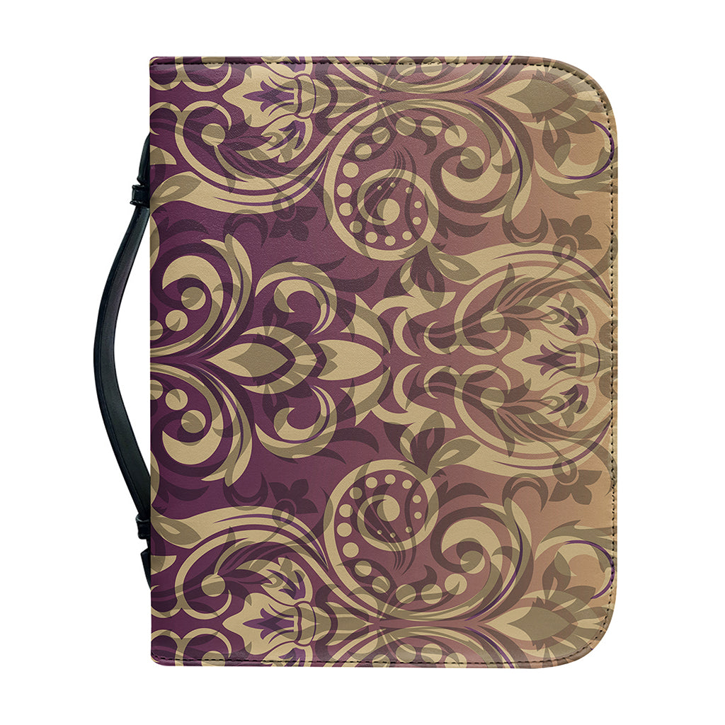 Vintage Western Damask Floral Print Leather Bible Cover