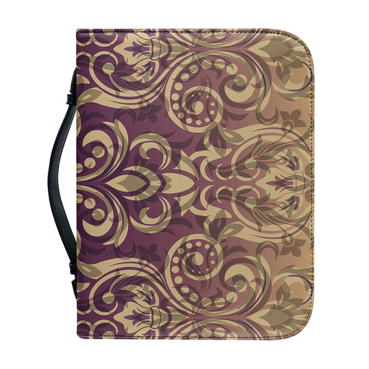 Vintage Western Damask Floral Print Leather Bible Cover