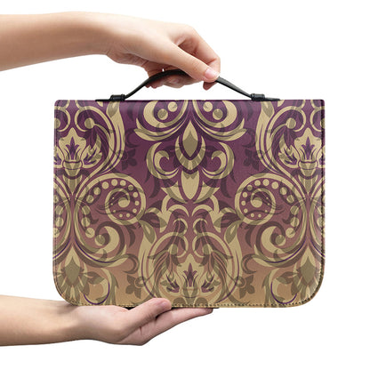 Vintage Western Damask Floral Print Leather Bible Cover