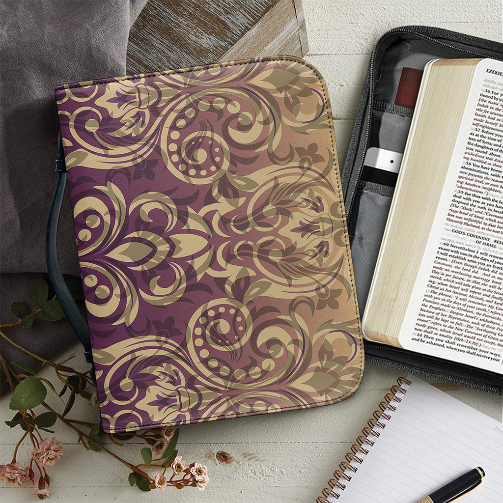 Vintage Western Damask Floral Print Leather Bible Cover
