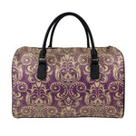 Vintage Western Damask Floral Print Leather Duffle Bag