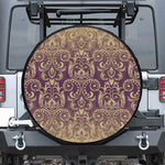 Vintage Western Damask Floral Print Leather Spare Tire Cover