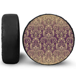 Vintage Western Damask Floral Print Leather Spare Tire Cover