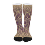 Vintage Western Damask Floral Print Long Socks