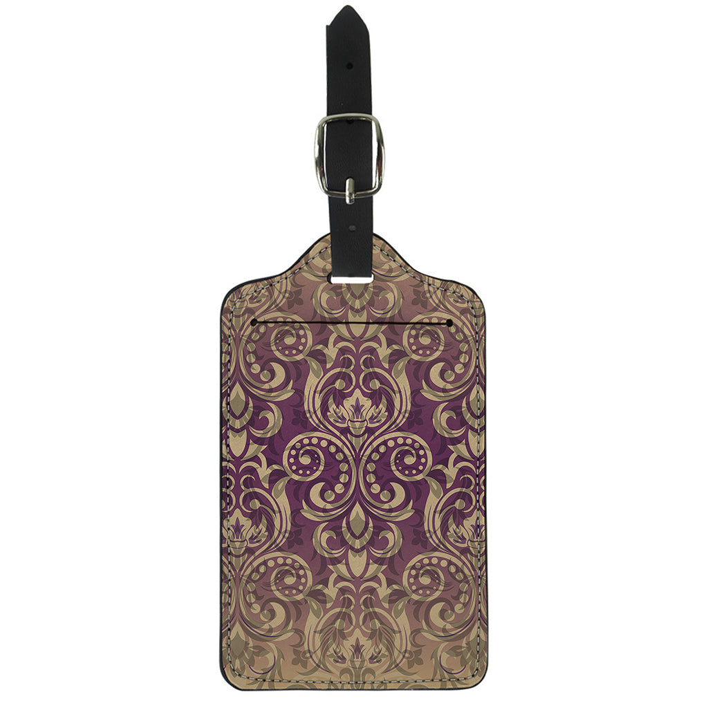 Vintage Western Damask Floral Print Luggage Tag