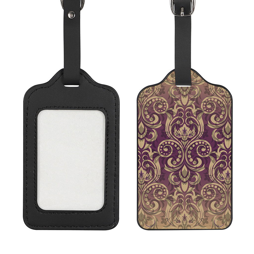 Vintage Western Damask Floral Print Luggage Tag