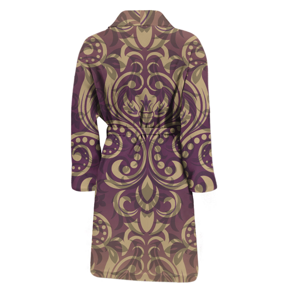 Vintage Western Damask Floral Print Men's Bathrobe