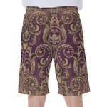 Vintage Western Damask Floral Print Men's Beach Shorts