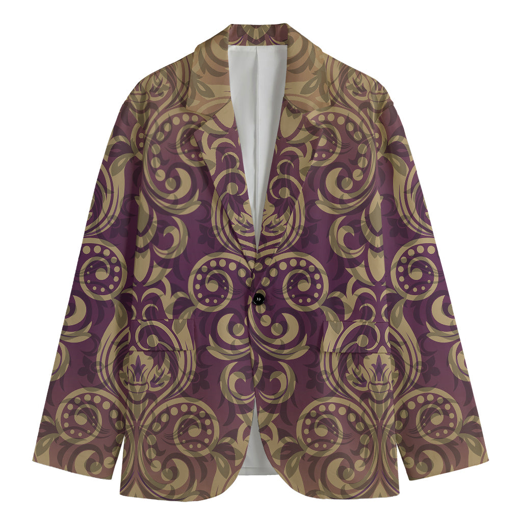 Vintage Western Damask Floral Print Men's Blazer