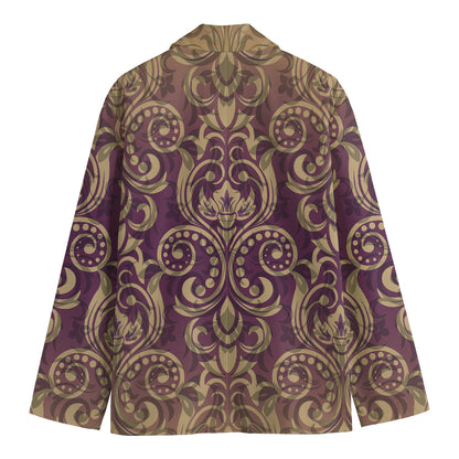 Vintage Western Damask Floral Print Men's Blazer