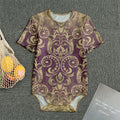 Vintage Western Damask Floral Print Men's Bodysuit