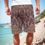 Vintage Western Damask Floral Print Men's Cargo Shorts