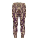 Vintage Western Damask Floral Print Men's leggings