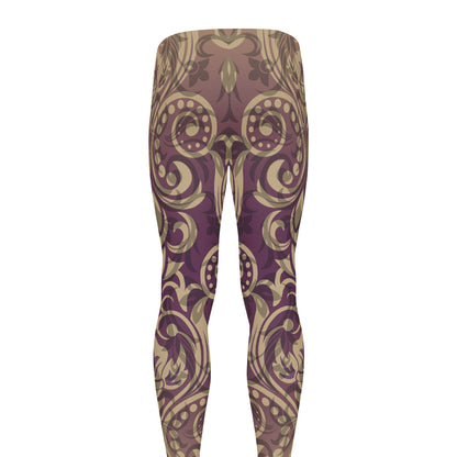 Vintage Western Damask Floral Print Men's leggings