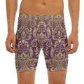Vintage Western Damask Floral Print Men's Long Boxer Briefs