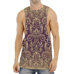 Vintage Western Damask Floral Print Men's Muscle Tank Top