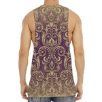 Vintage Western Damask Floral Print Men's Muscle Tank Top