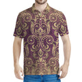 Vintage Western Damask Floral Print Men's Polo Shirt