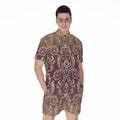 Vintage Western Damask Floral Print Men's Romper