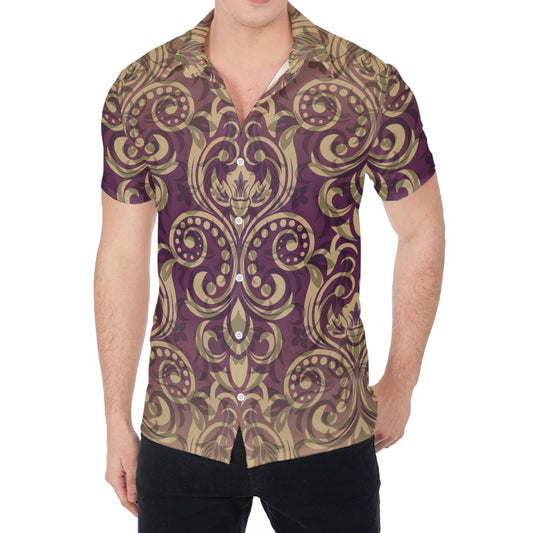 Vintage Western Damask Floral Print Men's Shirt