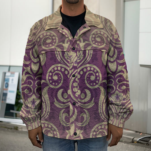 Vintage Western Damask Floral Print Men's Shirt Jacket
