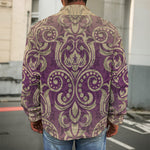 Vintage Western Damask Floral Print Men's Shirt Jacket
