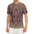 Vintage Western Damask Floral Print Men's Short Sleeve Rash Guard