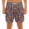Vintage Western Damask Floral Print Men's Split Running Shorts