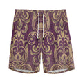 Vintage Western Damask Floral Print Men's Athletic Shorts