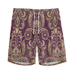 Vintage Western Damask Floral Print Men's Sports Shorts