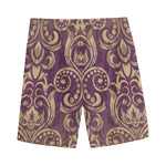 Vintage Western Damask Floral Print Men's Sports Shorts