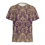 Vintage Western Damask Floral Print Men's Sports T-Shirt
