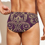 Vintage Western Damask Floral Print Men's Swim Briefs
