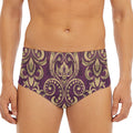 Vintage Western Damask Floral Print Men's Triangle Swim Briefs