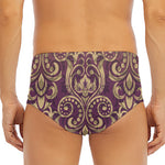 Vintage Western Damask Floral Print Men's Triangle Swim Briefs