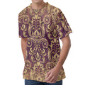 Vintage Western Damask Floral Print Men's Velvet T-Shirt