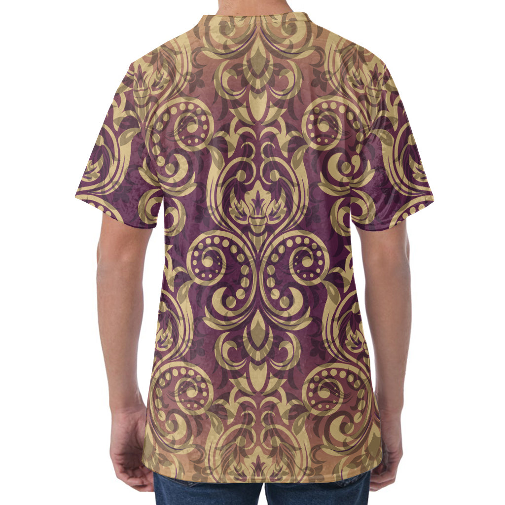 Vintage Western Damask Floral Print Men's Velvet T-Shirt