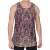 Vintage Western Damask Floral Print Men's Velvet Tank Top