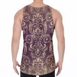 Vintage Western Damask Floral Print Men's Velvet Tank Top
