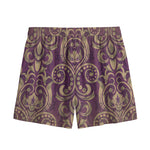 Vintage Western Damask Floral Print Mesh Shorts