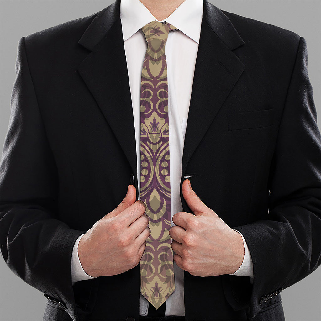 Vintage Western Damask Floral Print Necktie