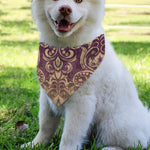 Vintage Western Damask Floral Print Over The Collar Dog Bandana