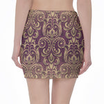 Vintage Western Damask Floral Print Pencil Mini Skirt