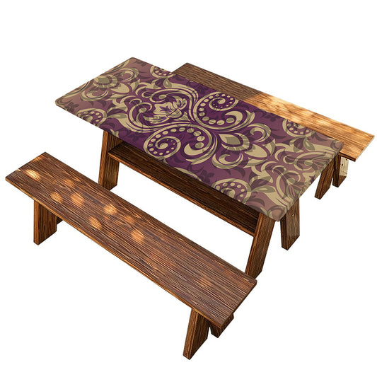 Vintage Western Damask Floral Print Picnic Table Cover