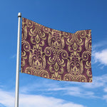 Vintage Western Damask Floral Print Polyester Flag