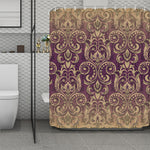 Vintage Western Damask Floral Print Polyester Shower Curtain