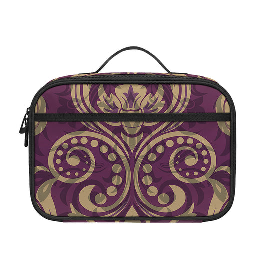 Vintage Western Damask Floral Print Portable Lunch Bag
