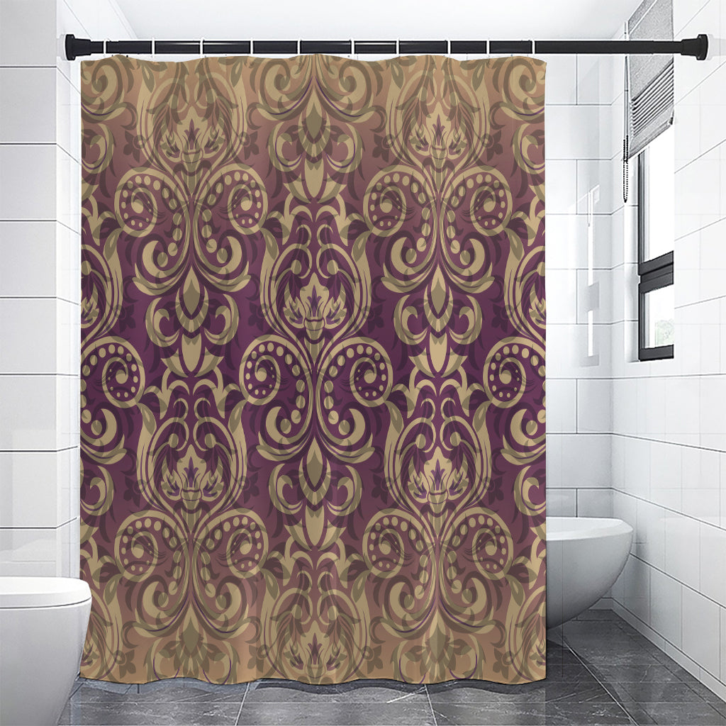 Vintage Western Damask Floral Print Premium Shower Curtain