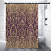 Vintage Western Damask Floral Print Premium Shower Curtain