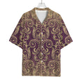 Vintage Western Damask Floral Print Rayon Hawaiian Shirt